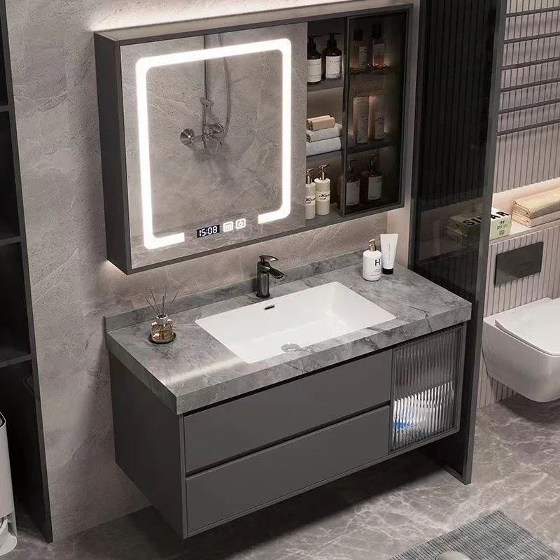 Home Bathroom Vanity Combo - 高級感のある洗面台キャビネット、セラミック製シンク、鏡、収納オーガナイザー、引き出し付き洗面台、化粧品収納家具、家庭用家具。
