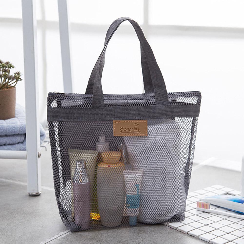 Home Bathroom Organizer - メッシュ素材の化粧品収納バッグ、ハンドバッグ、ポータブルな旅行用、ビーチ用、洗面用具やシャワー用品の整理に使えるトートバッグ、化粧品収納ポーチ。