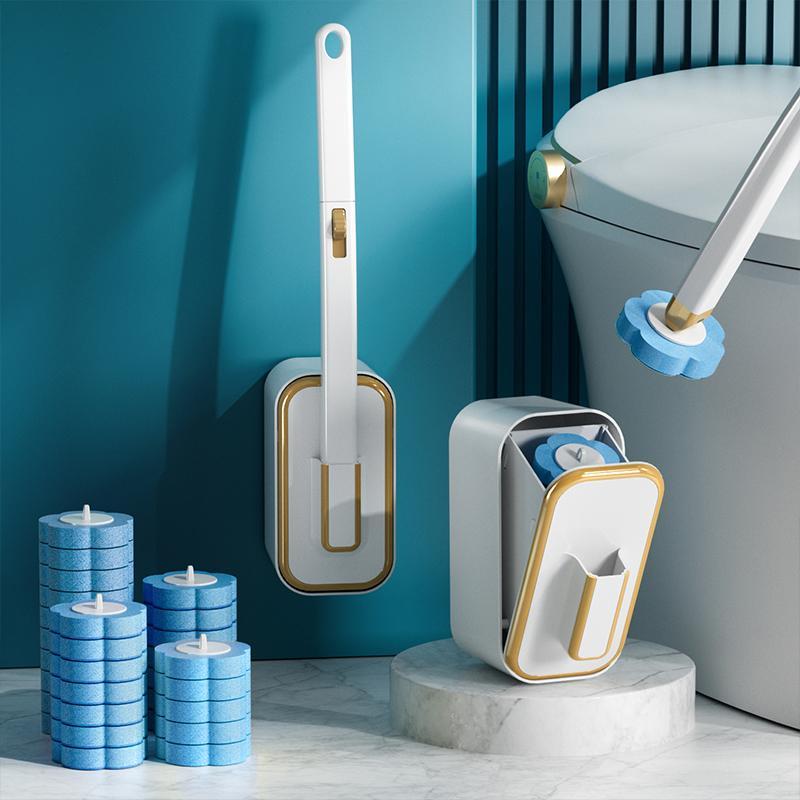 Plunger Toilet - 壁掛け式トイレブラシセット（ホルダー付き）、使い捨てブラシヘッド18個、浴室掃除ツール＆プランジャーキット