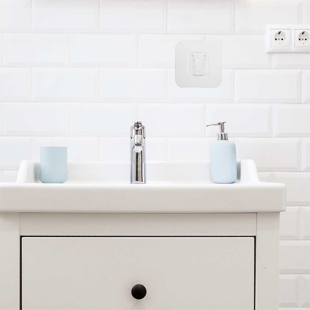 Home Bathroom Organizer - 透明な壁掛けフック20個セット。強力な粘着力で、壁を傷つけずに、キッチン、バスルーム、家庭、オフィスでの整理整頓に最適。