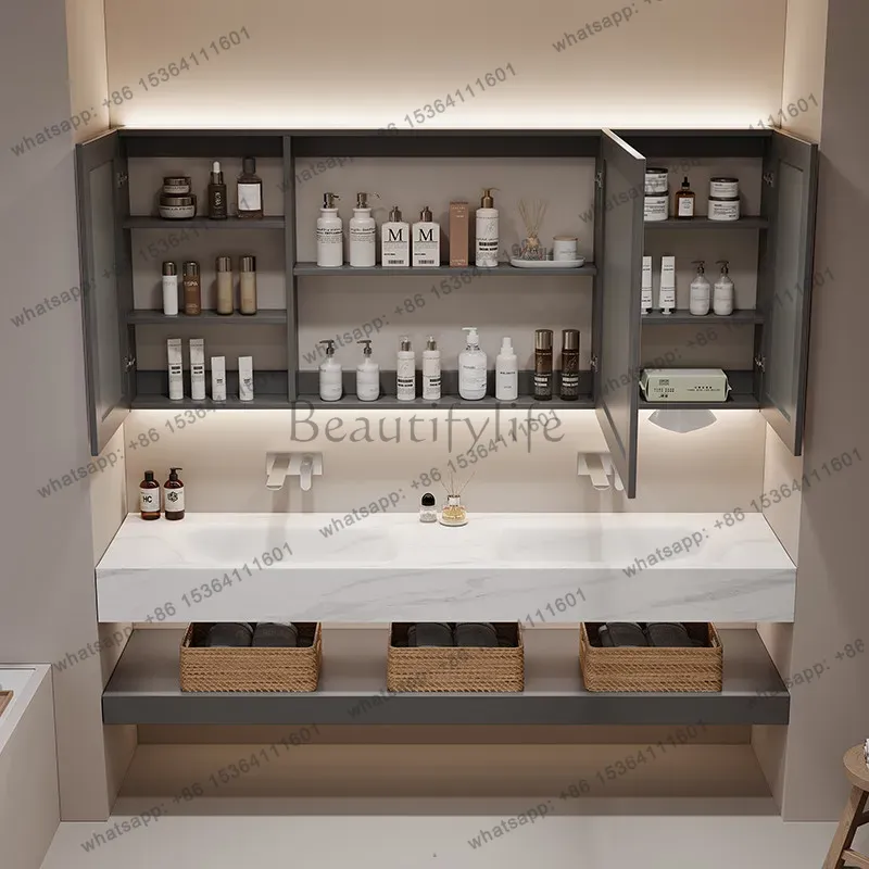 Home Bathroom Vanity Combo - LSSimple ラグジュアリー バスルーム収納キャビネット、高級感のある白、モダンなデザイン、ホテル用、コンパクトな住宅向け、収納家具。