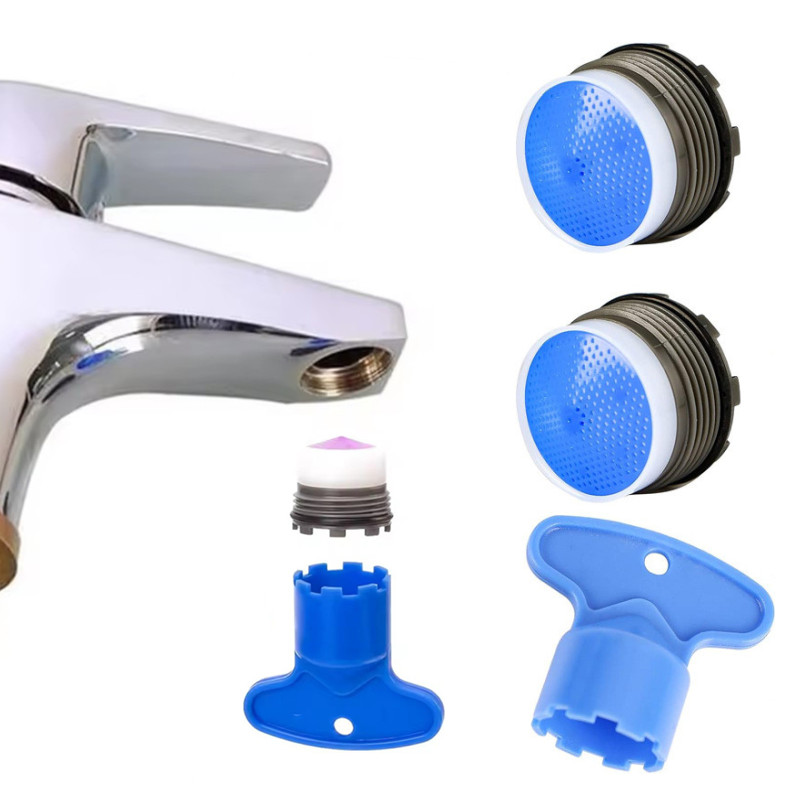 Basin Mixer Tap - 16.5-24mmオスネジ節水タップエアレーター、修理用スパナツール付き、ABS製キッチン洗面台蛇口バブル、バスルームアクセサリー