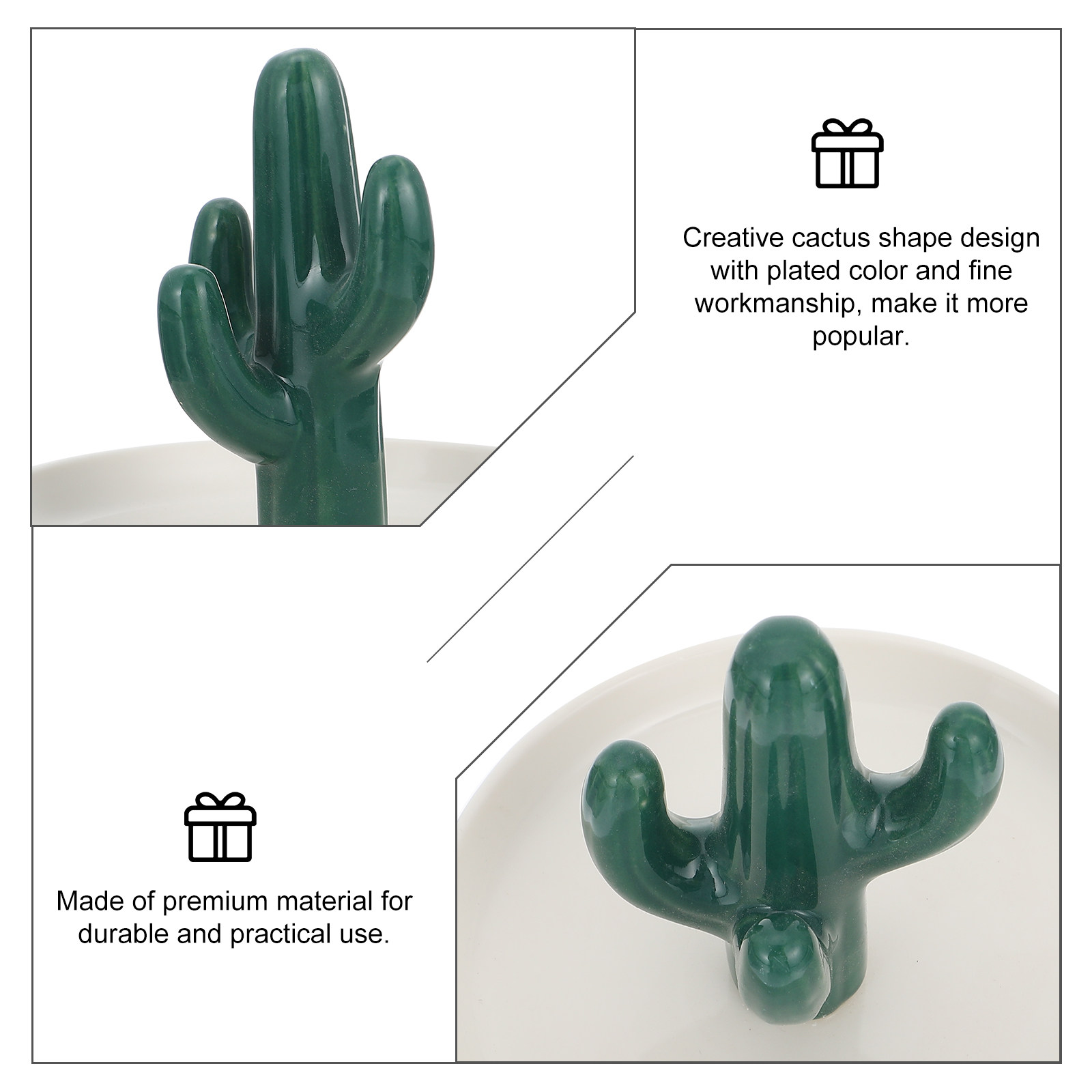 高級感のあるセラミック製のサボテン型ジュエリープレート。リン - Home Bathroom Organizer のレビューと価格