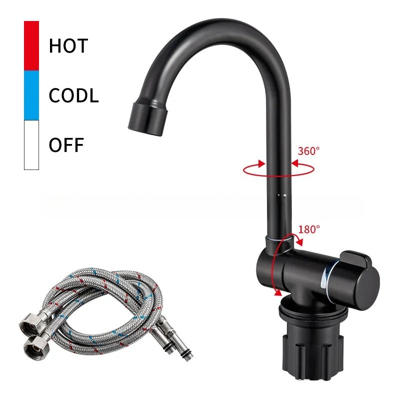 キャンピングカーのキッチンシンク用ブラック折りたたみ式RV蛇 - Basin Mixer Tap のレビューと価格