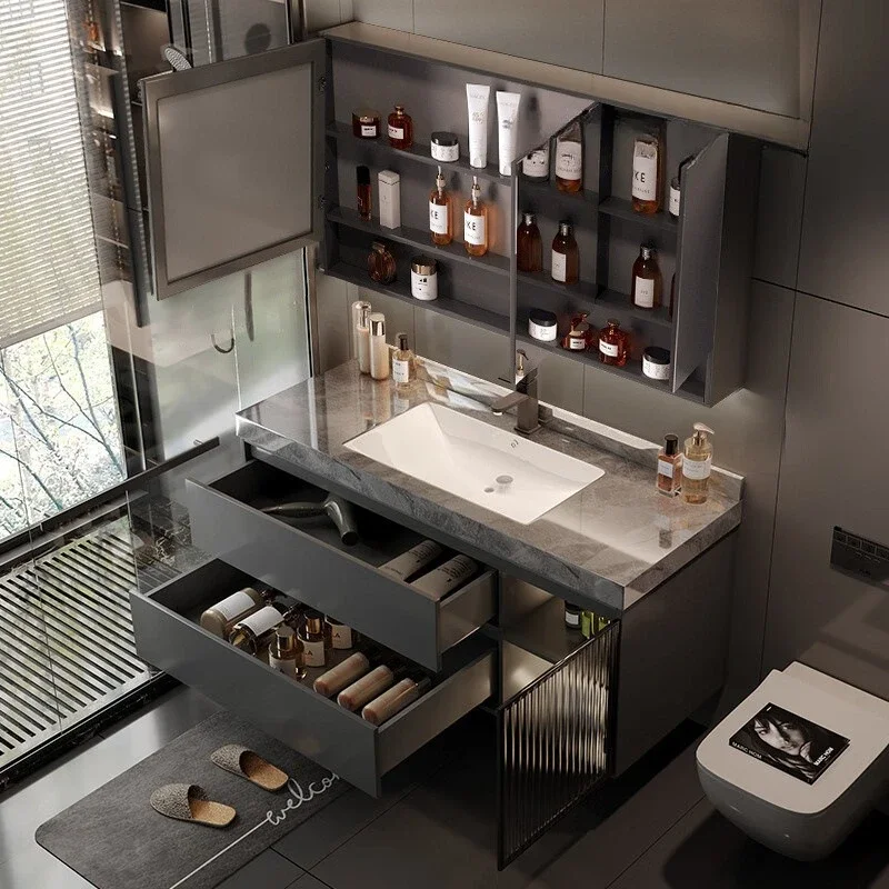 高級感のある洗面台キャビネット、セラミック製シンク、鏡、収納 - Home Bathroom Vanity Combo のレビューと価格