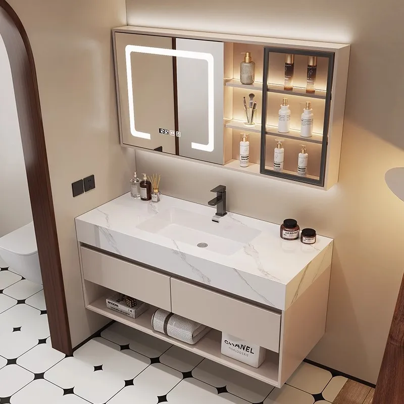 モダンな洗面化粧台、スレートセラミック製洗面器、無垢材の浴室 - Home Bathroom Vanity Combo のレビューと価格