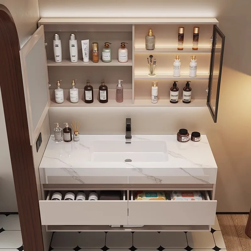 モダンな洗面化粧台、スレートセラミック製洗面器、無垢材の浴室 - Home Bathroom Vanity Combo のレビューと価格