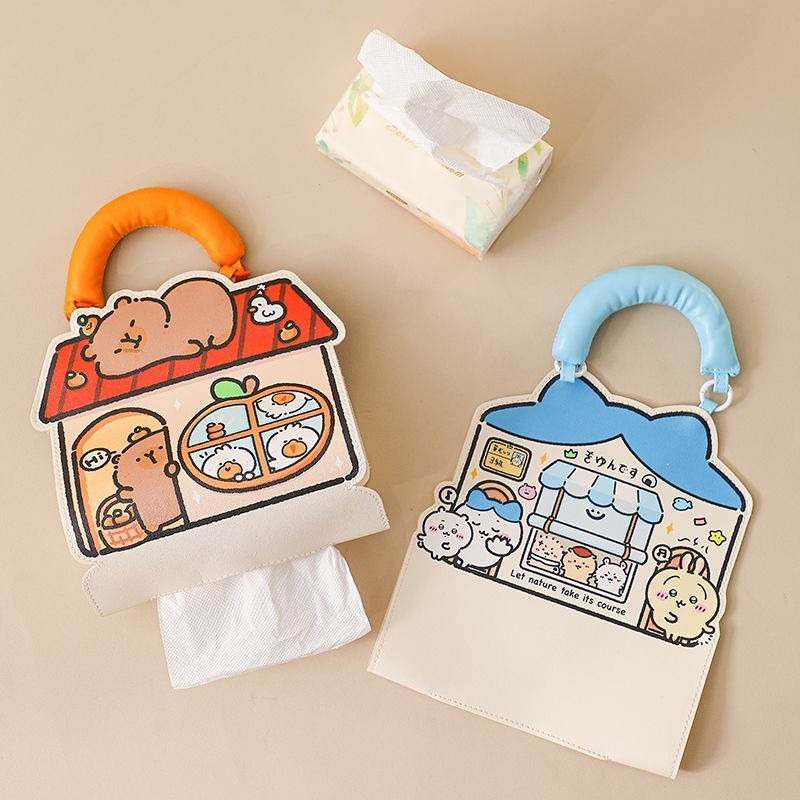 かわいいアニメ「ちいかわ」の壁掛け式ティッシュケース。穴あけ - Home Edit Bathroom Storage のレビューと価格