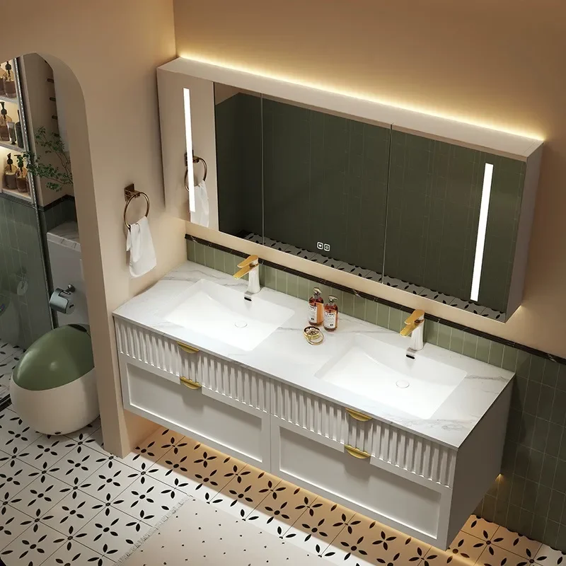 クリームスタイルのバスルームキャビネット、コーリアン一体型洗 - Home Bathroom Vanity Combo のレビューと価格