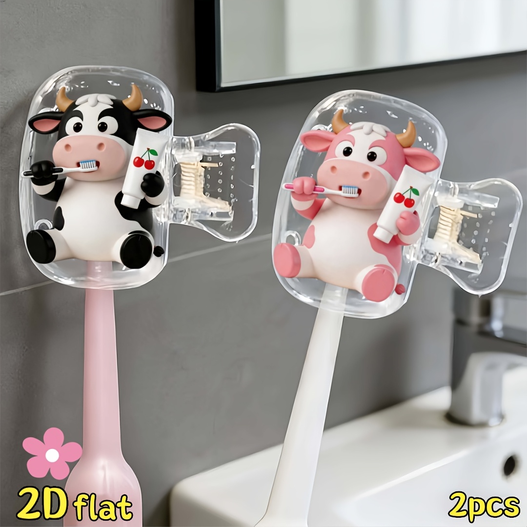 2個入り牛型歯ブラシホルダー、透明蓋付き旅行・家庭用収納オー - Home Essentials Bathroom Storage のレビューと価格