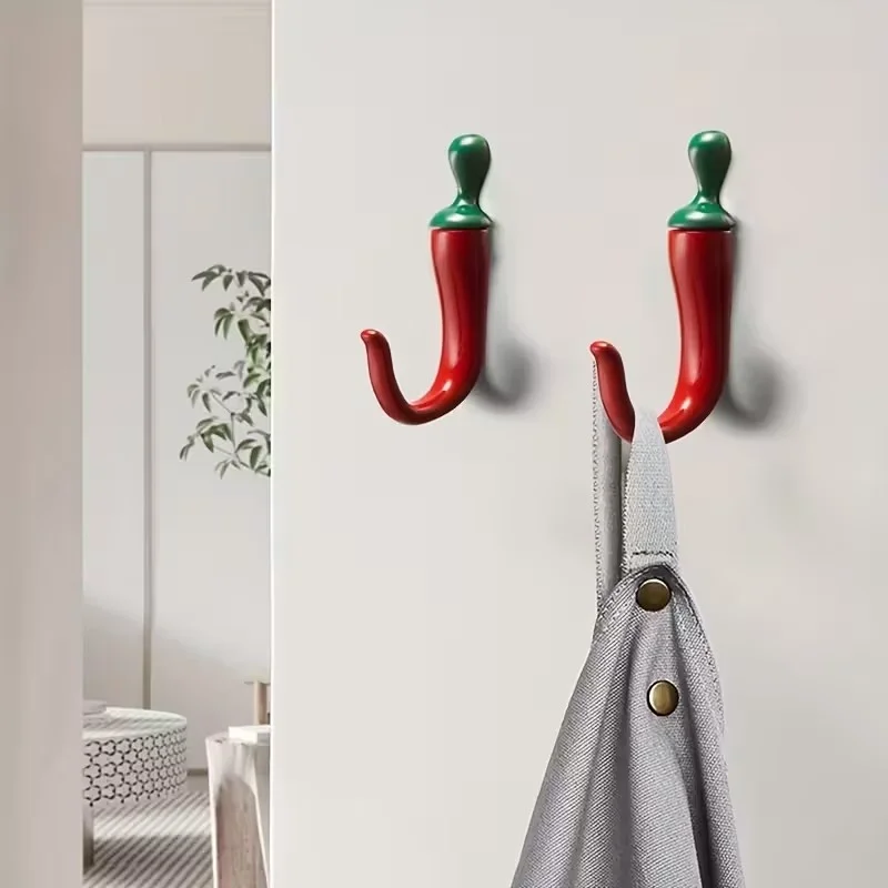 10個入り、唐辛子型の壁掛けフック、赤い装飾的なコートや帽子 - Home Bathroom Organizer のレビューと価格