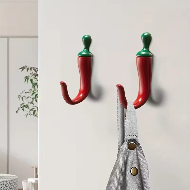 10個入り、唐辛子型の壁掛けフック、赤い装飾的なコートや帽子 - Home Bathroom Organizer のレビューと価格